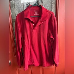 L.L. Bean Men's Bright Red Long-Sleeve Polo